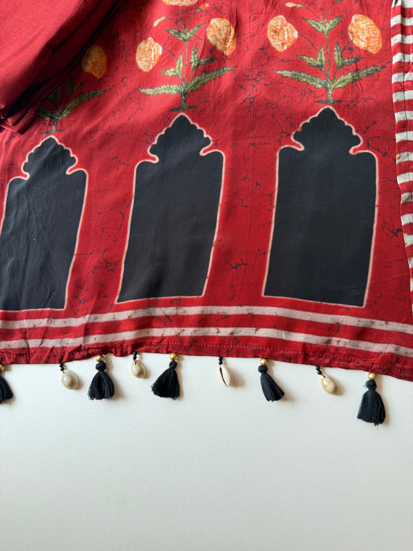 K145 - Pure crape Ajrakh straight Kurti with pants and dupatta