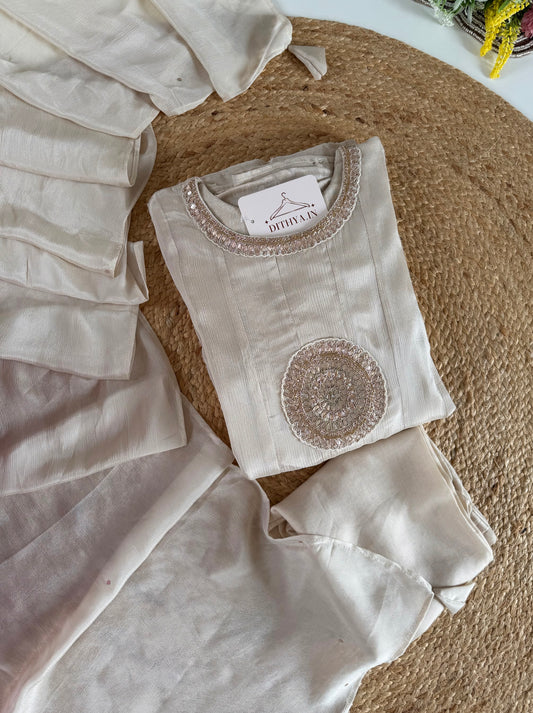 K557 - Chinnon Gota work Anarkali with pants and dupatta