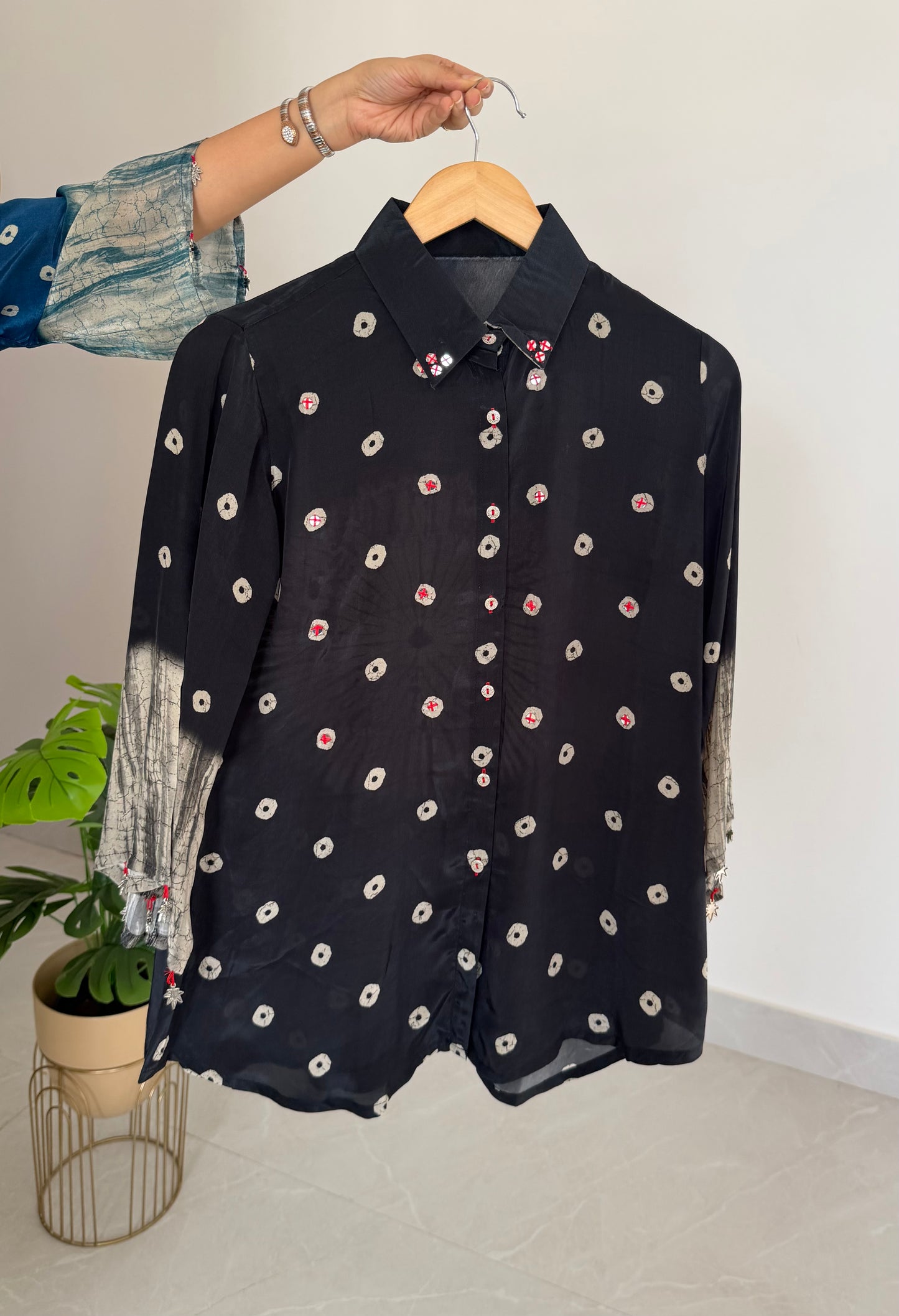 K149 - Pure crape bandhini shirts in 4 colours