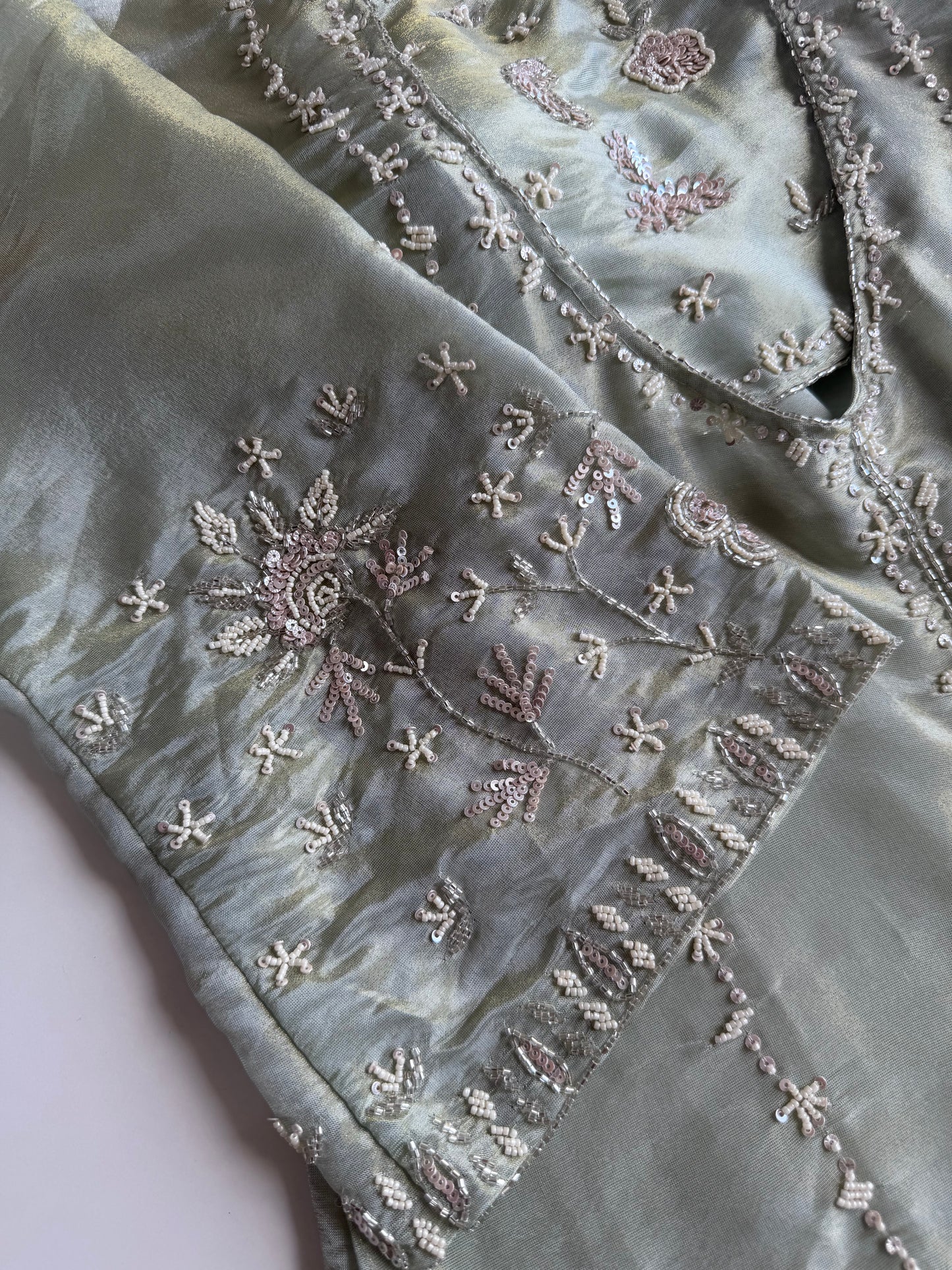 K140 - Tissue  silk handwork coord set (Inner and palazzo)