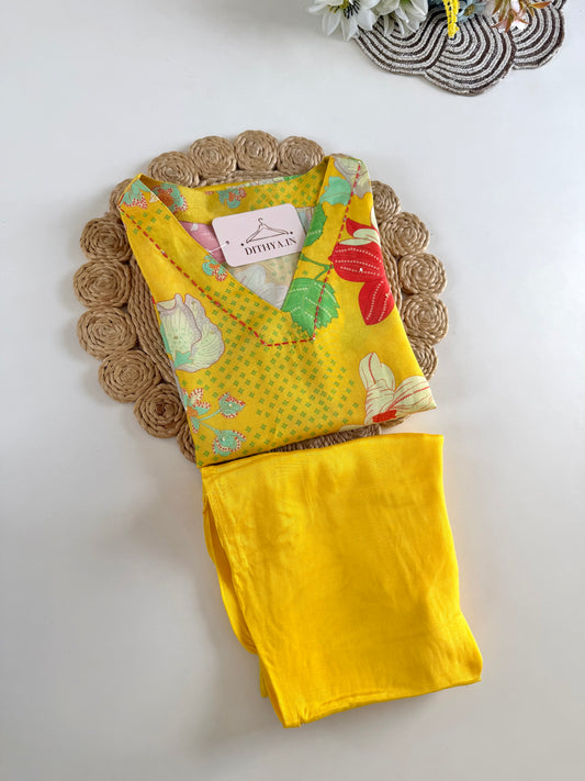 K138 - Muslin cotton printed straight Kurti with pants