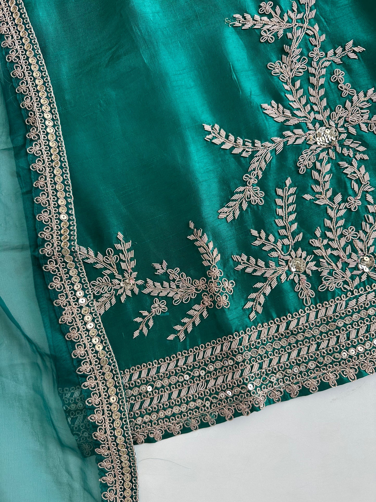 K199 - Russian silk handwork Kurti with sharara and dupatta