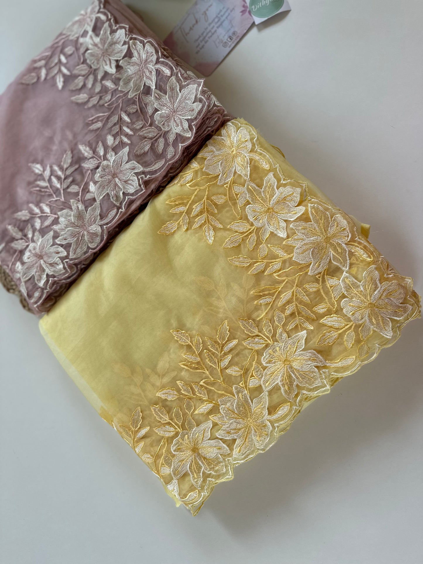 S004 - Organza Floral appliqué work sarees in 2 colours