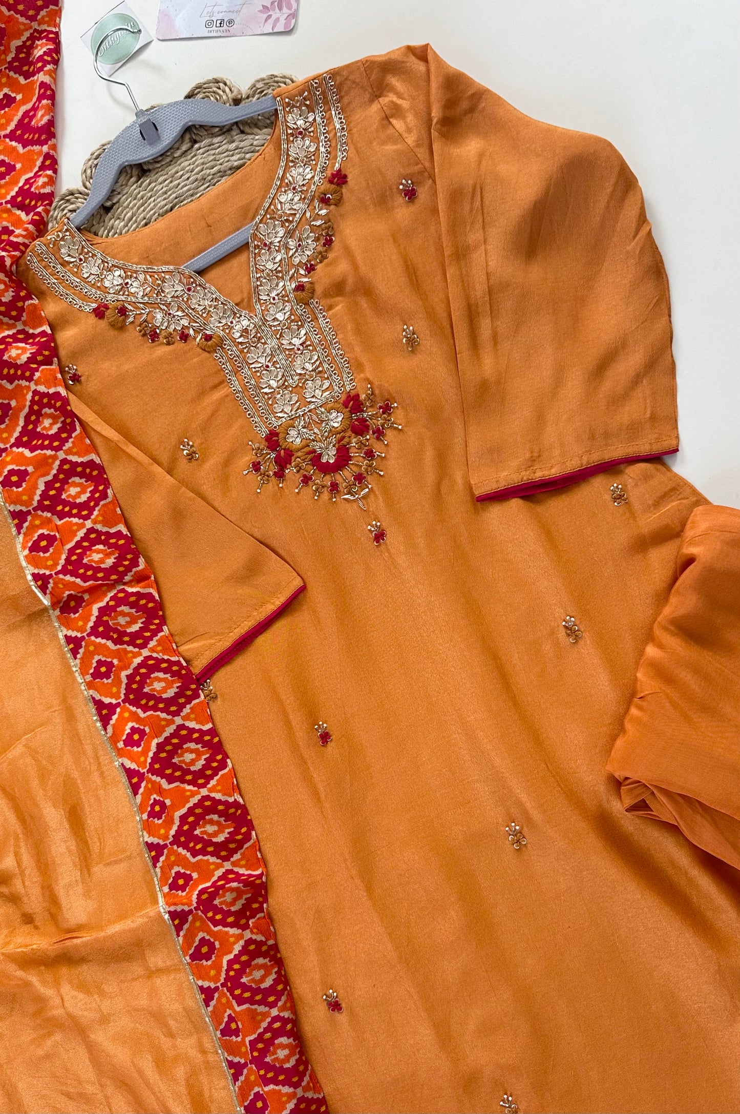 K333 - Dola silk Straight Kurti with straight pants and viscose organza dupatta .