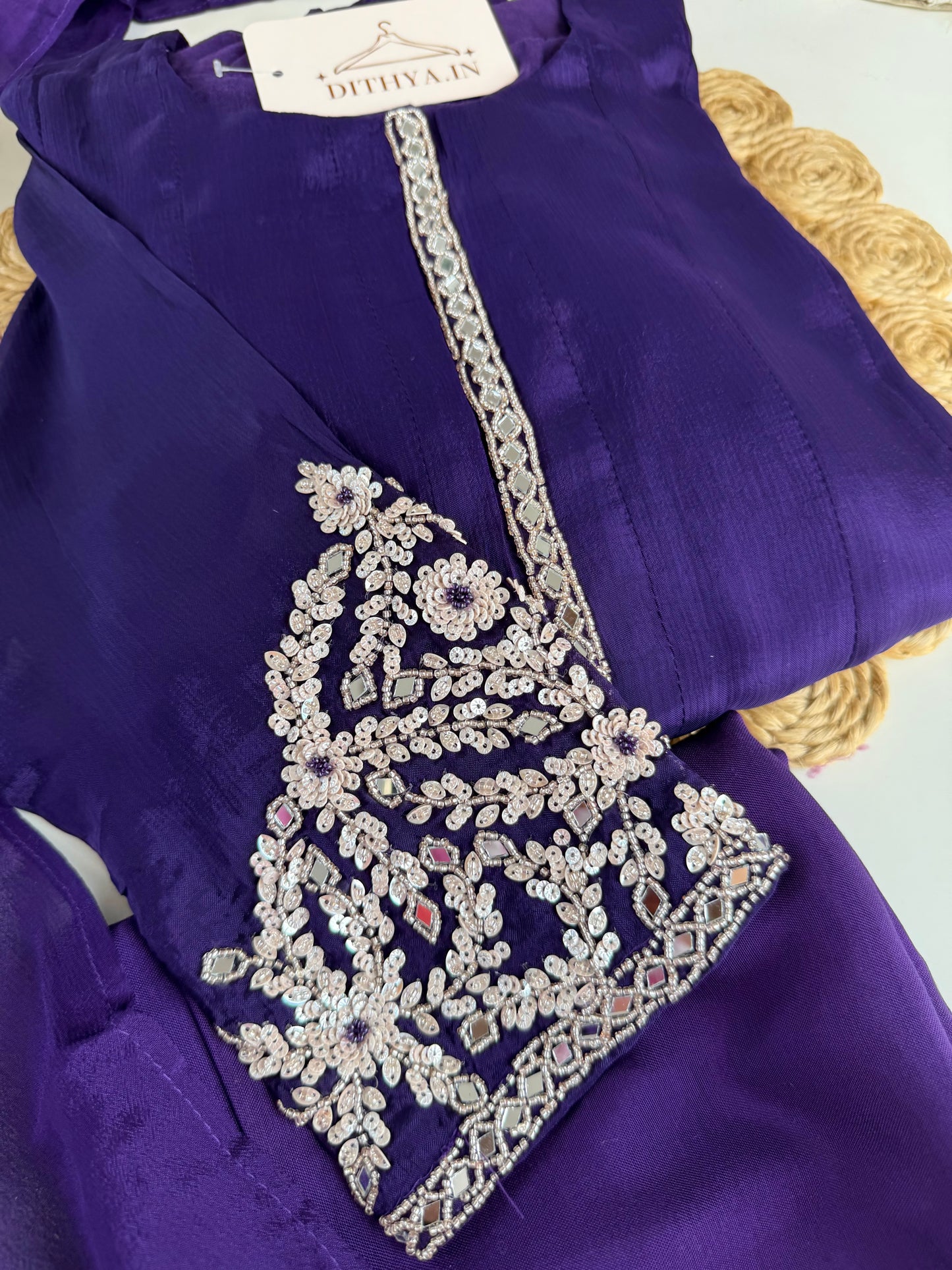 K538 - Chinnon handwork Anarkali with pants and dupatta in 2 colours