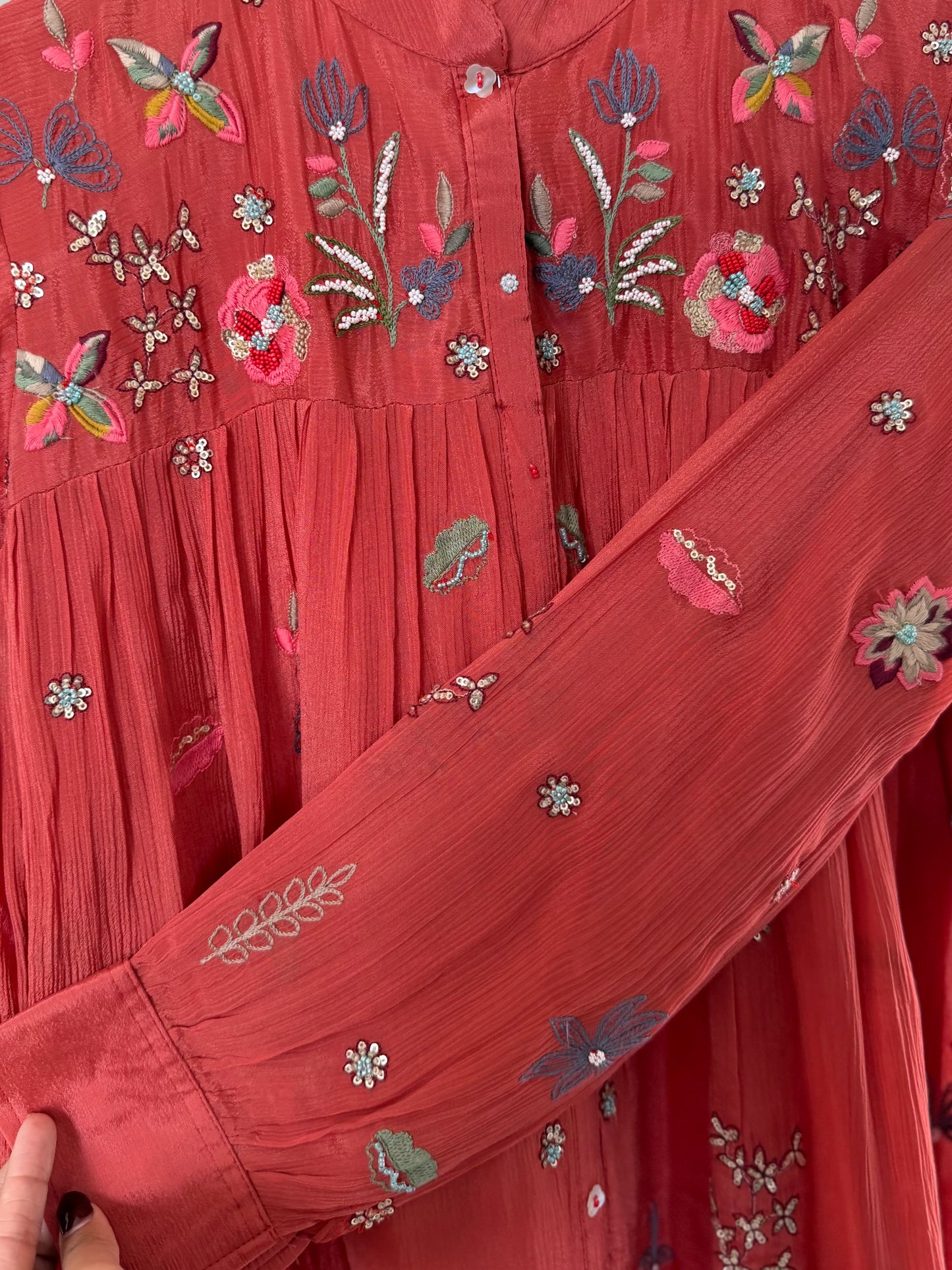 K085 - Pure Chinnon handwork floral coord set in 2 colours