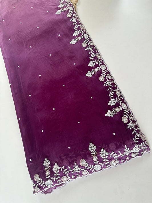 S009 - Ombre Organza Handwork saree
