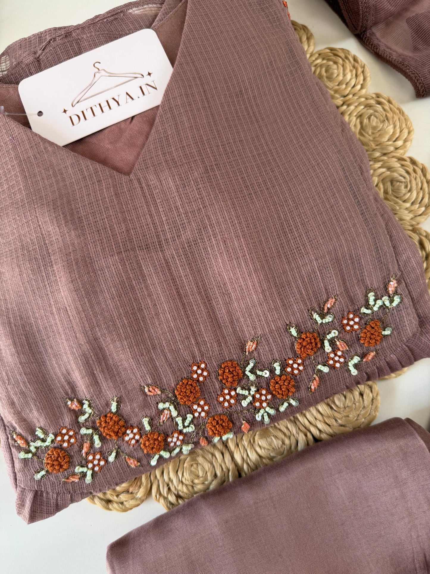 K425 - Kota doriya Embroidered Anarkali with pants and dupatta