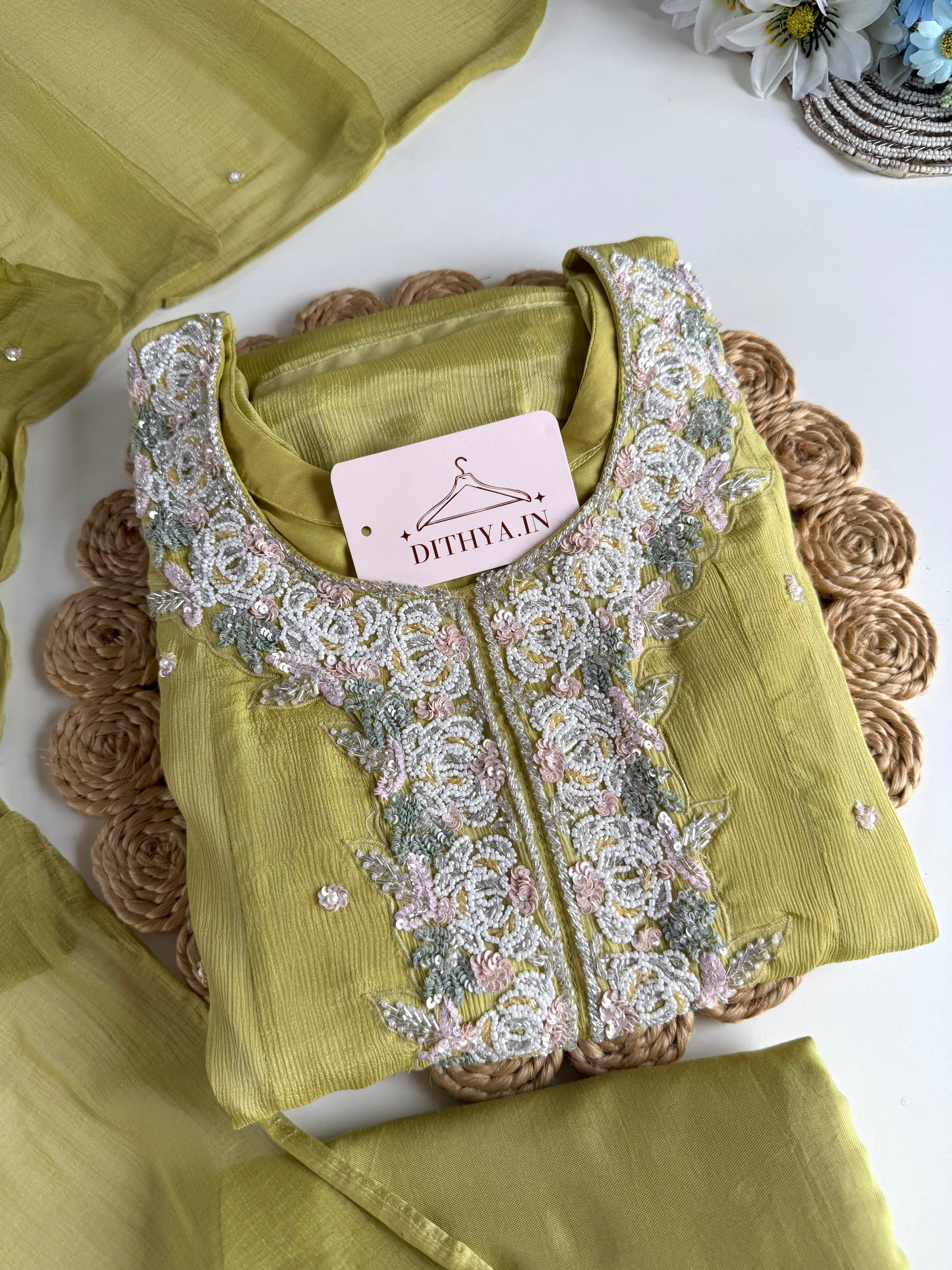 K620 - Pure Chinnon handwork Anarkali with pants and dupatta