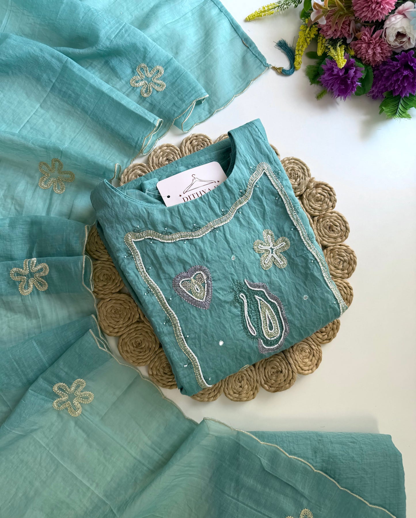 K555 - Crush Mul chanderi handwork Anarkali with pants and dupatta