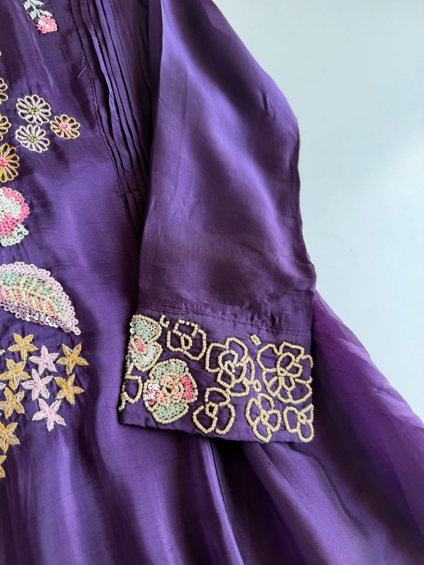 K076 - Pure crape handwork coord set