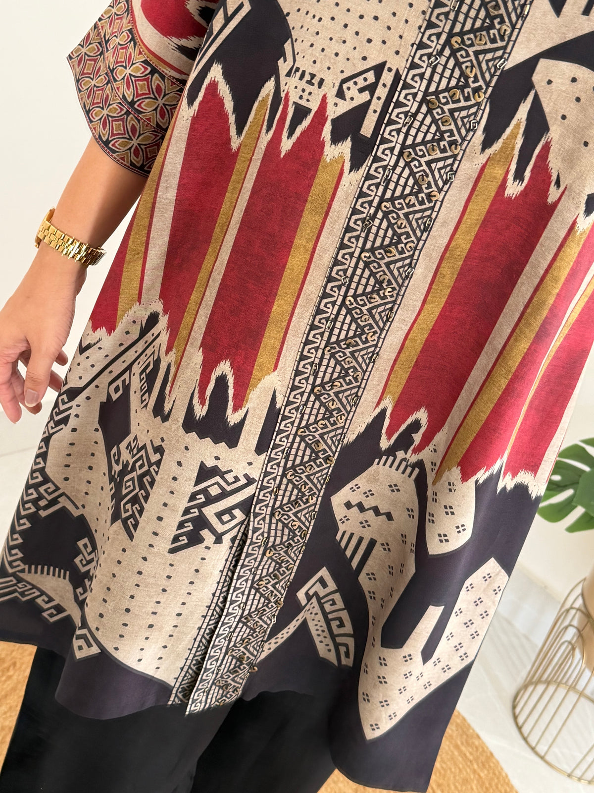 K046 - Pure muslin Ajrakh kaftan with pants
