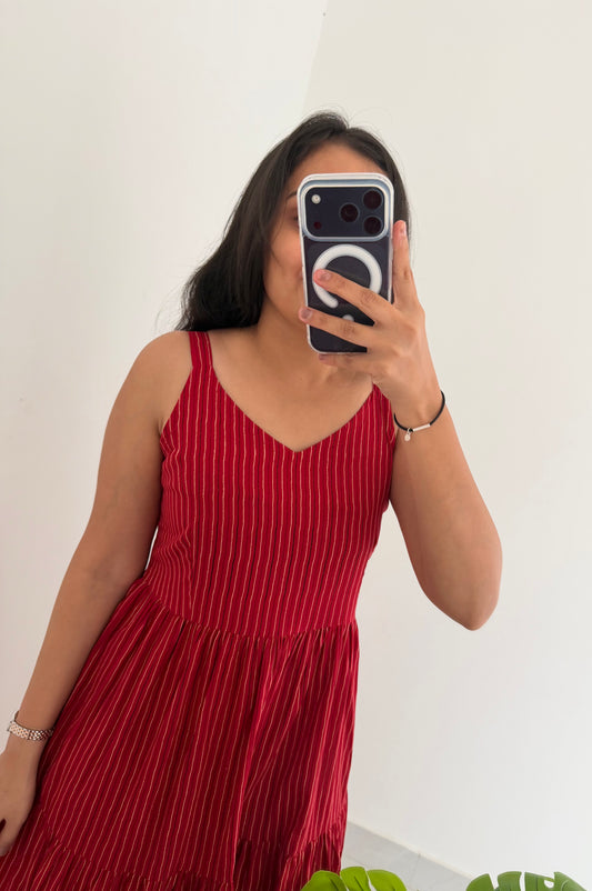 K238 - Mul cotton flared stripe dress