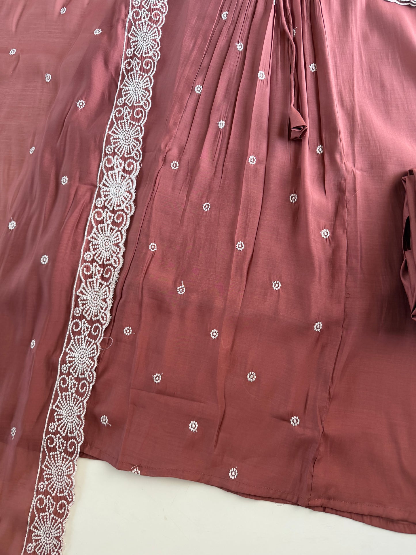 K516 - Surat Mul chanderi embroidered Anarkali with pants and dupatta