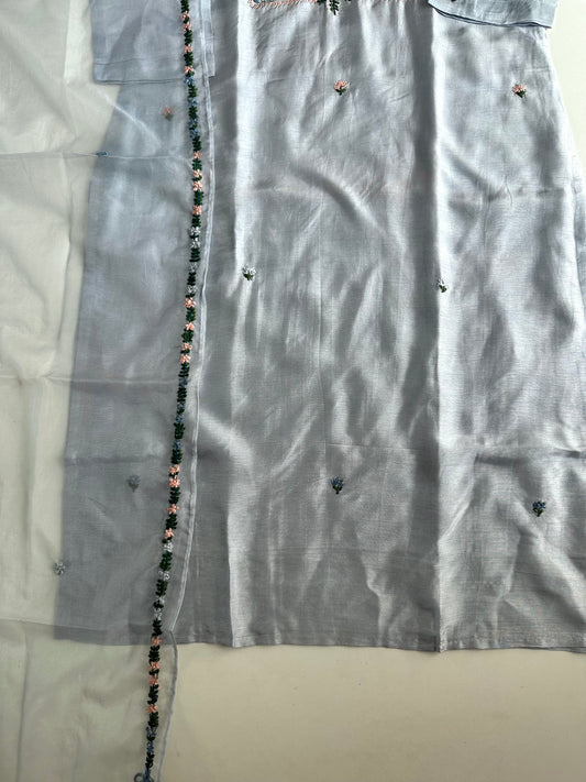 D273 - Dola silk straight kurti with pants and dupatta