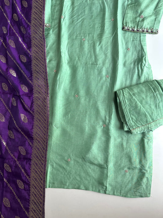 D260 - Dola silk straight kurti with pants and dupatta