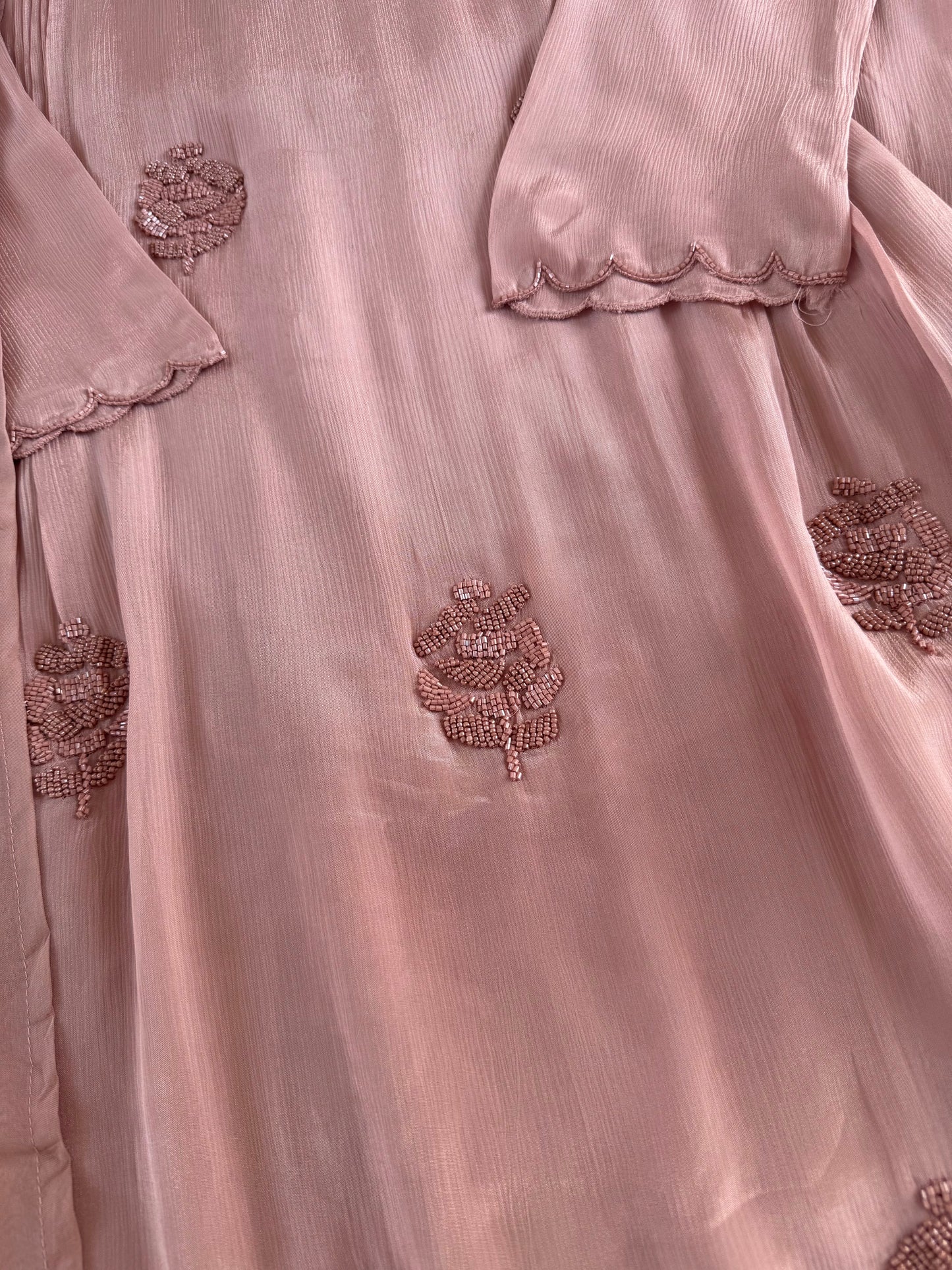 K104 - Pure Chinnon handwork short Kurti with divider pants and dupatta