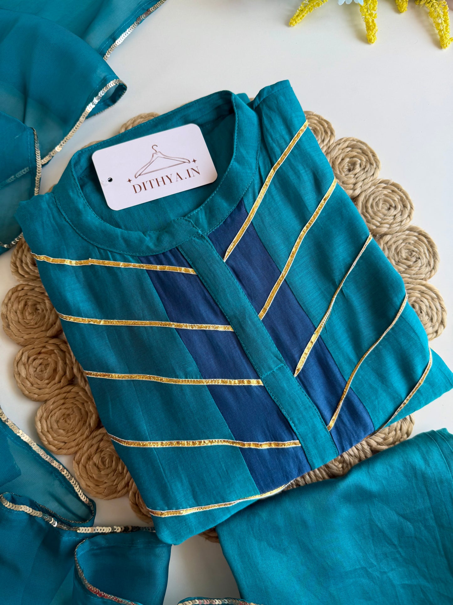 K704 - Mul chanderi handwork Anarkali with pants and dupatta