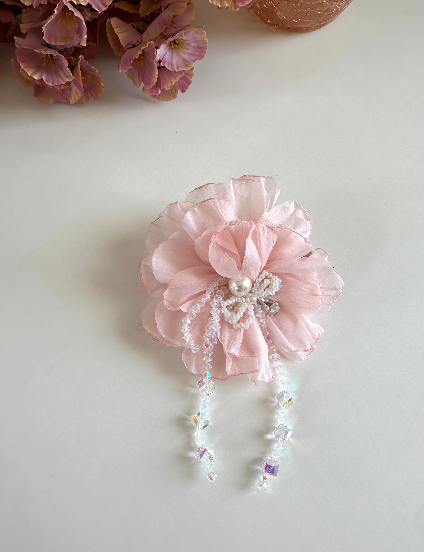 A015 - Fancy flower beaded hair clip (per piece)