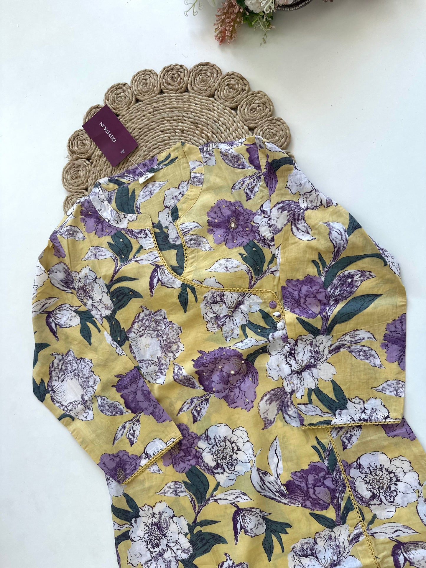 K389 - Cotton Angrakha style straight kurti in 2 colours