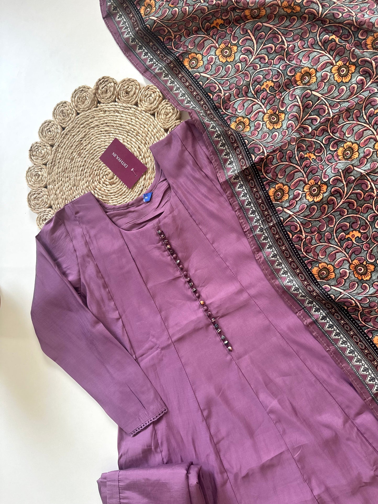 K317 - Muslin silk Anarkali with pants and printed dupatta in 3 colours .