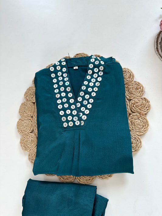 K201 - Chinnon coin work Aline Kurti with pants