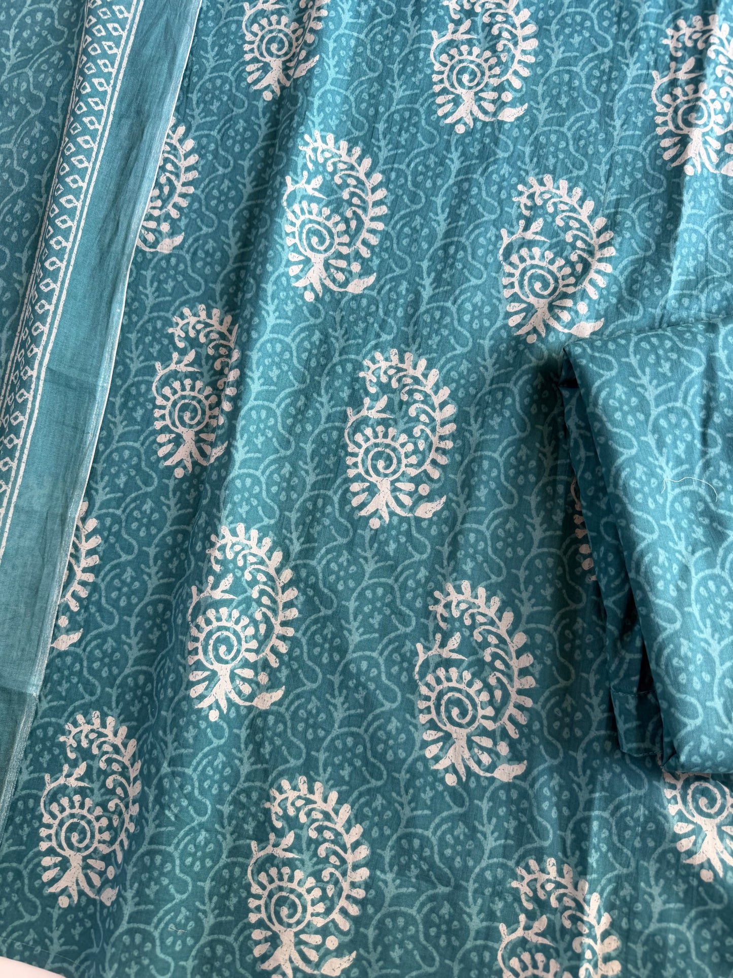 K435 - Mul cotton printed straight Kurti with pants and dupatta