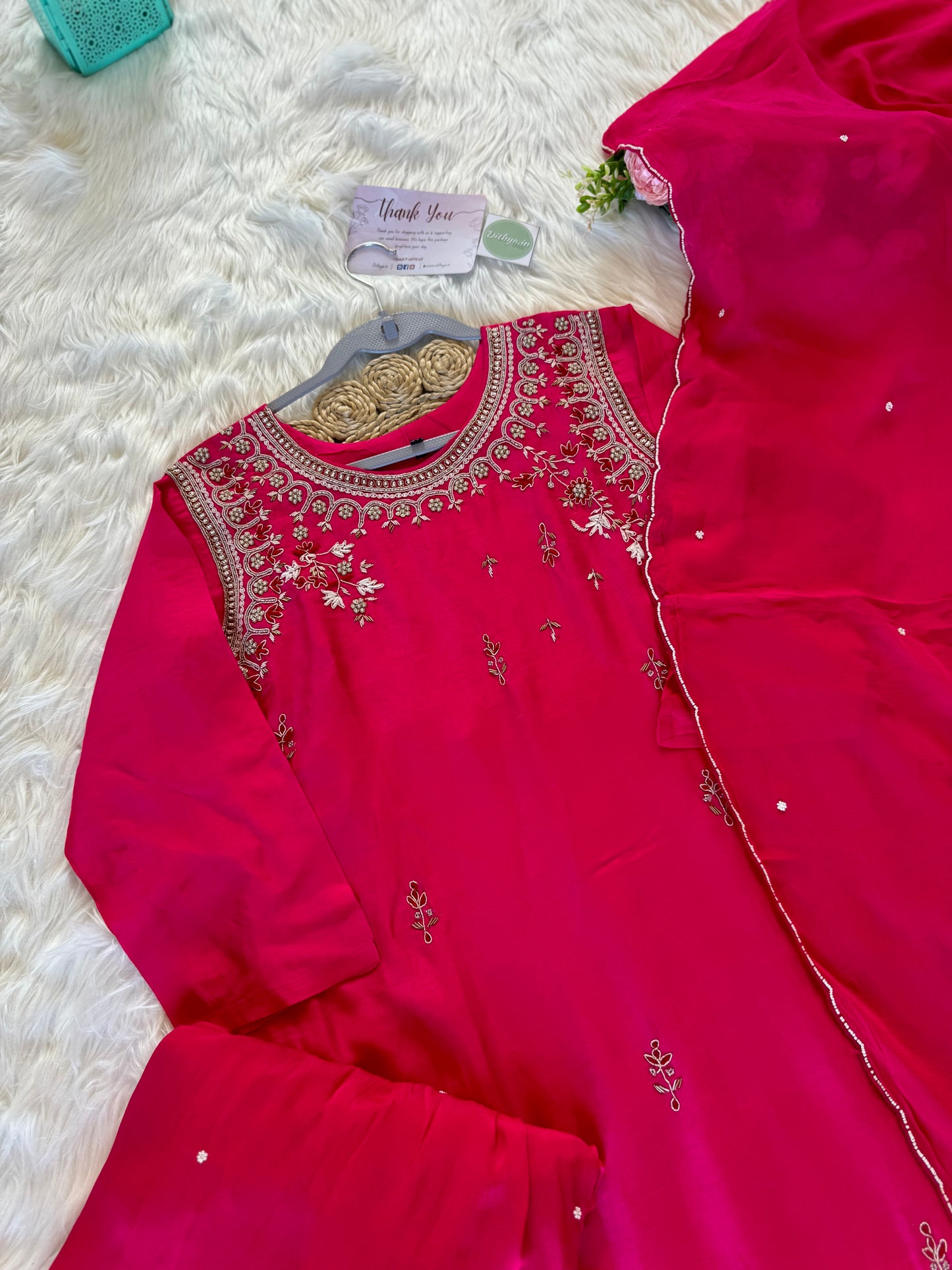 K036 - Russian silk kurti with pants and dupatta