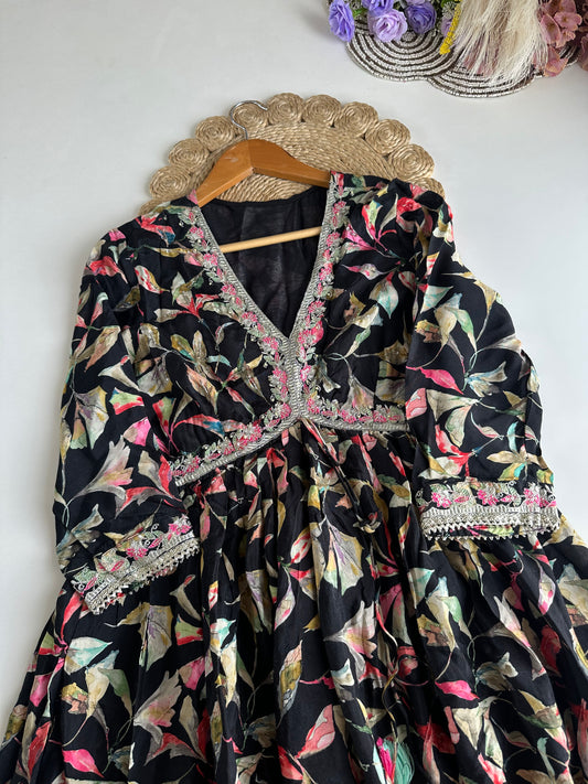 D141 - Muslin Alia cut Anarkali with pants and dupatta