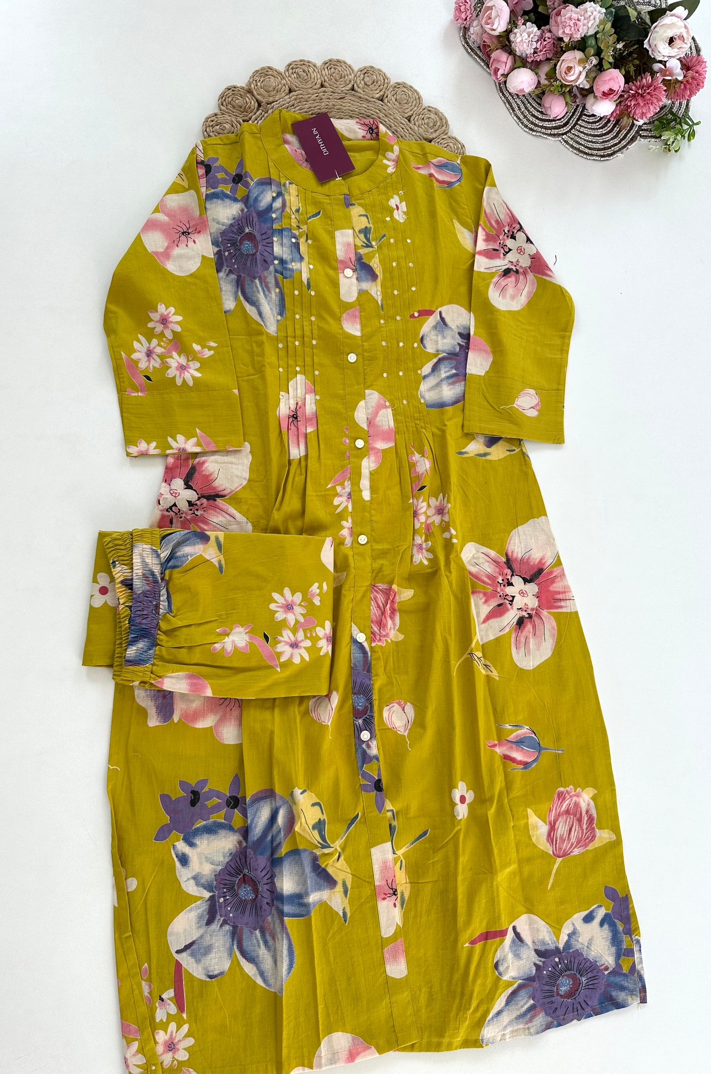 K230 - Cotton floral Kurti with pants