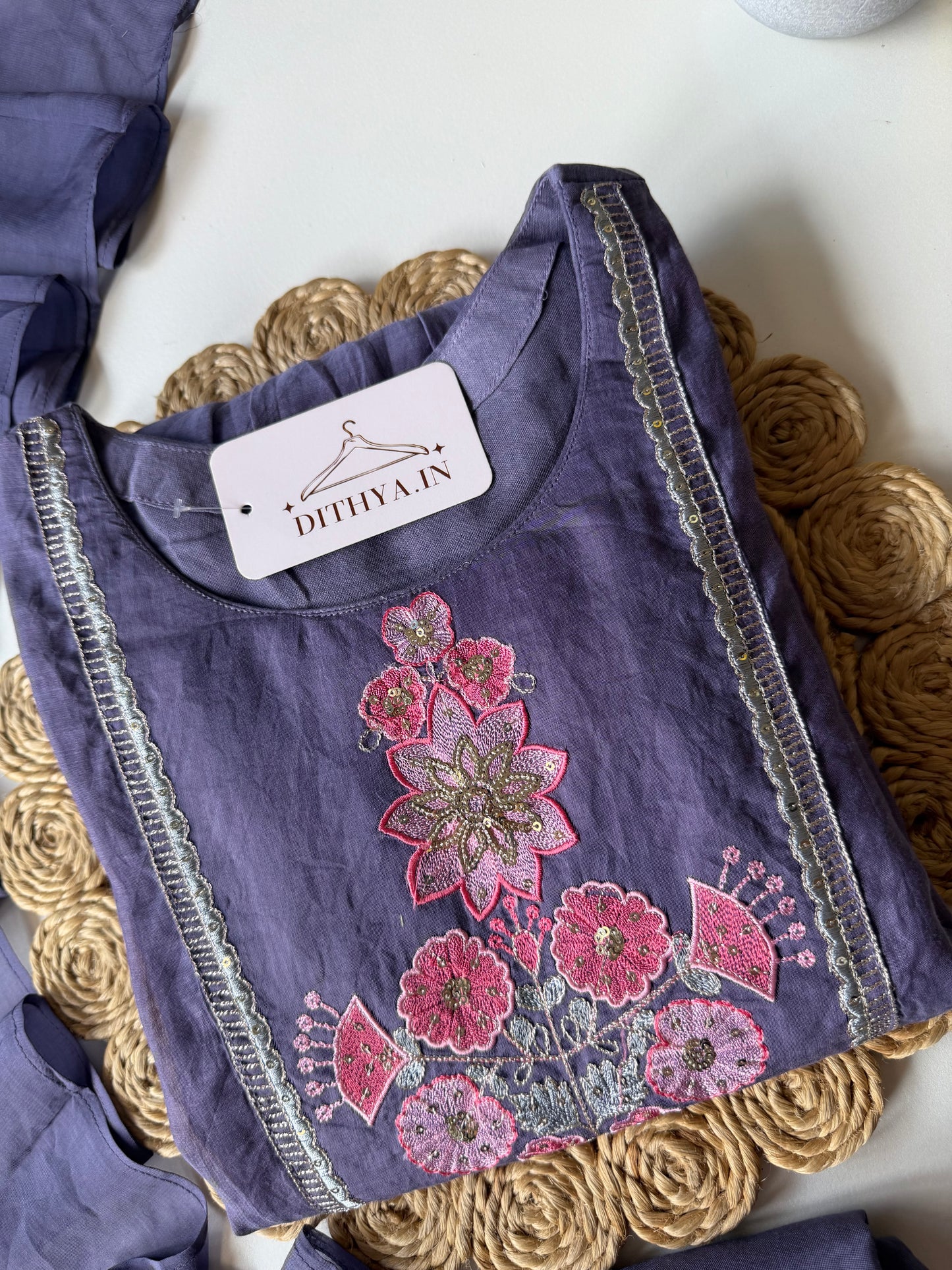 K671 - Surat Mul chanderi embroidered Anarkali with pants and dupatta