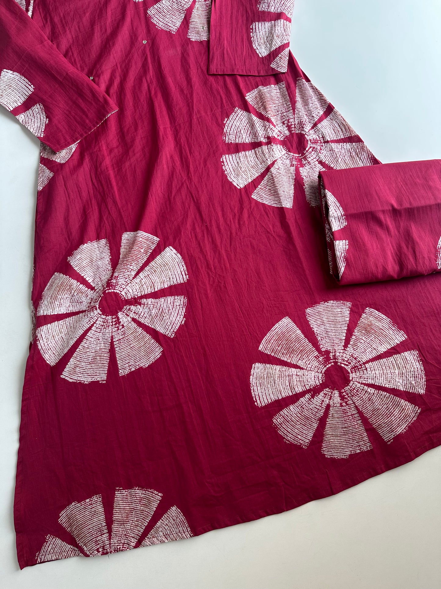 K164 - Mul cotton printed Aline Kurti with pants