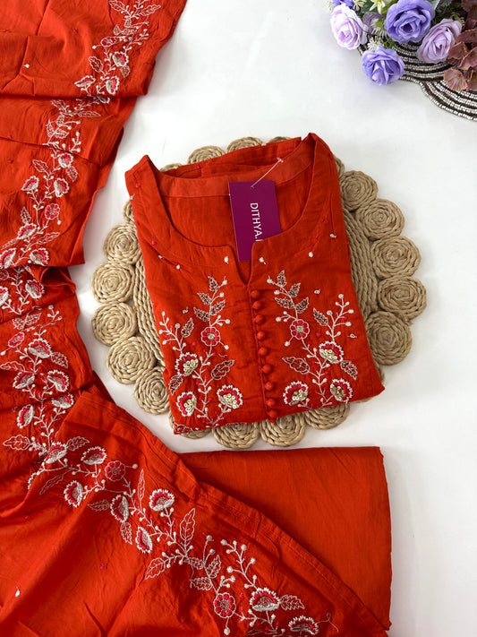 K210 - Mul cotton Anarkali with pants and dupatta