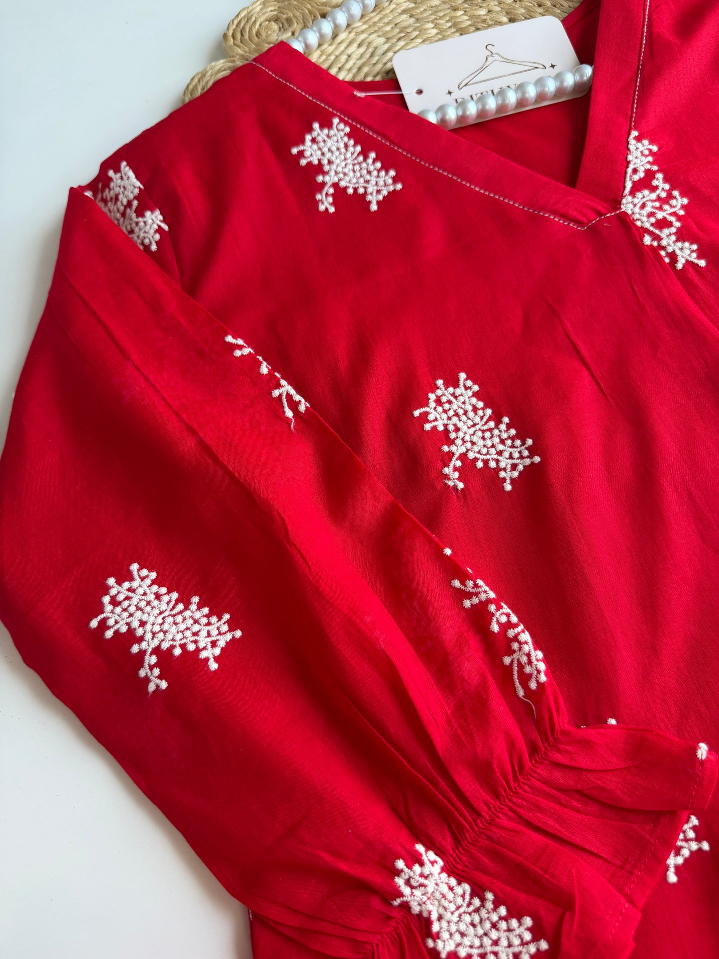 K625 - Mul chanderi embroidered coord set