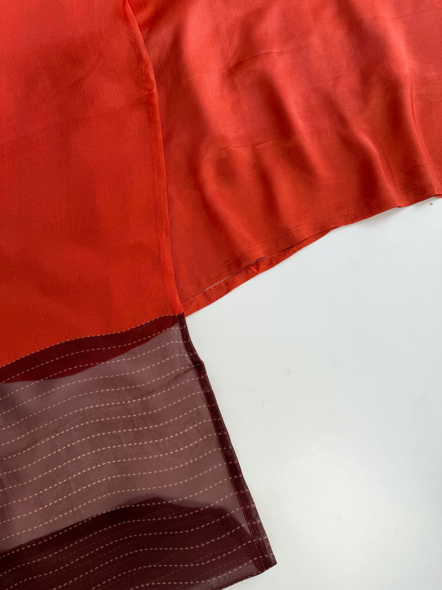 K336 - Muslin silk handwork Aline Kurti with pants and dupatta