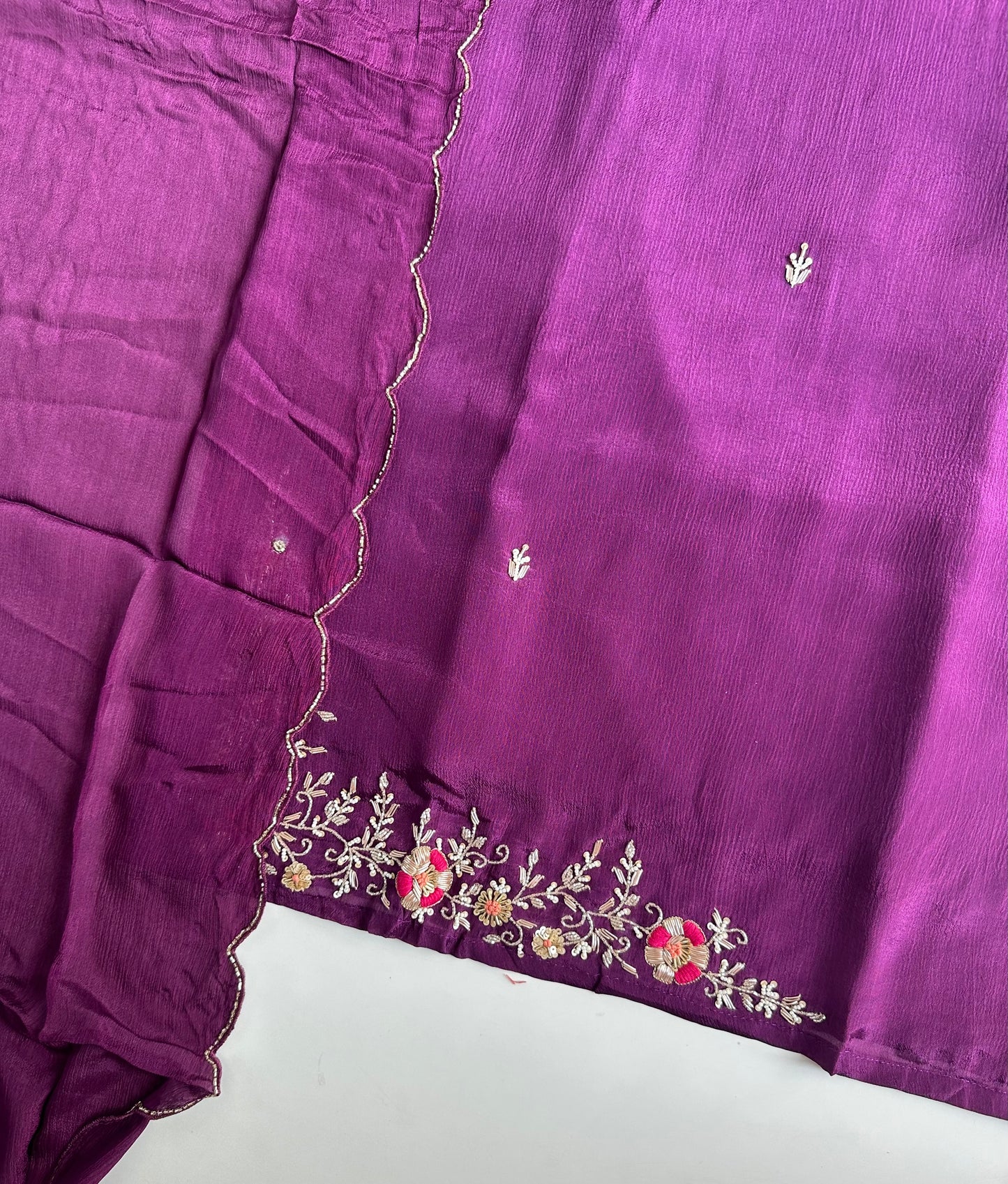 D261 - Chinnon silk straight kurti with pants and dupatta