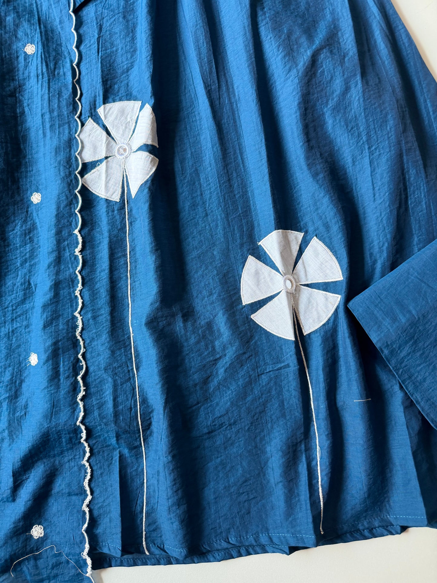 K684 - Muslin silk embroidered Aline Kurti with pants and dupatta
