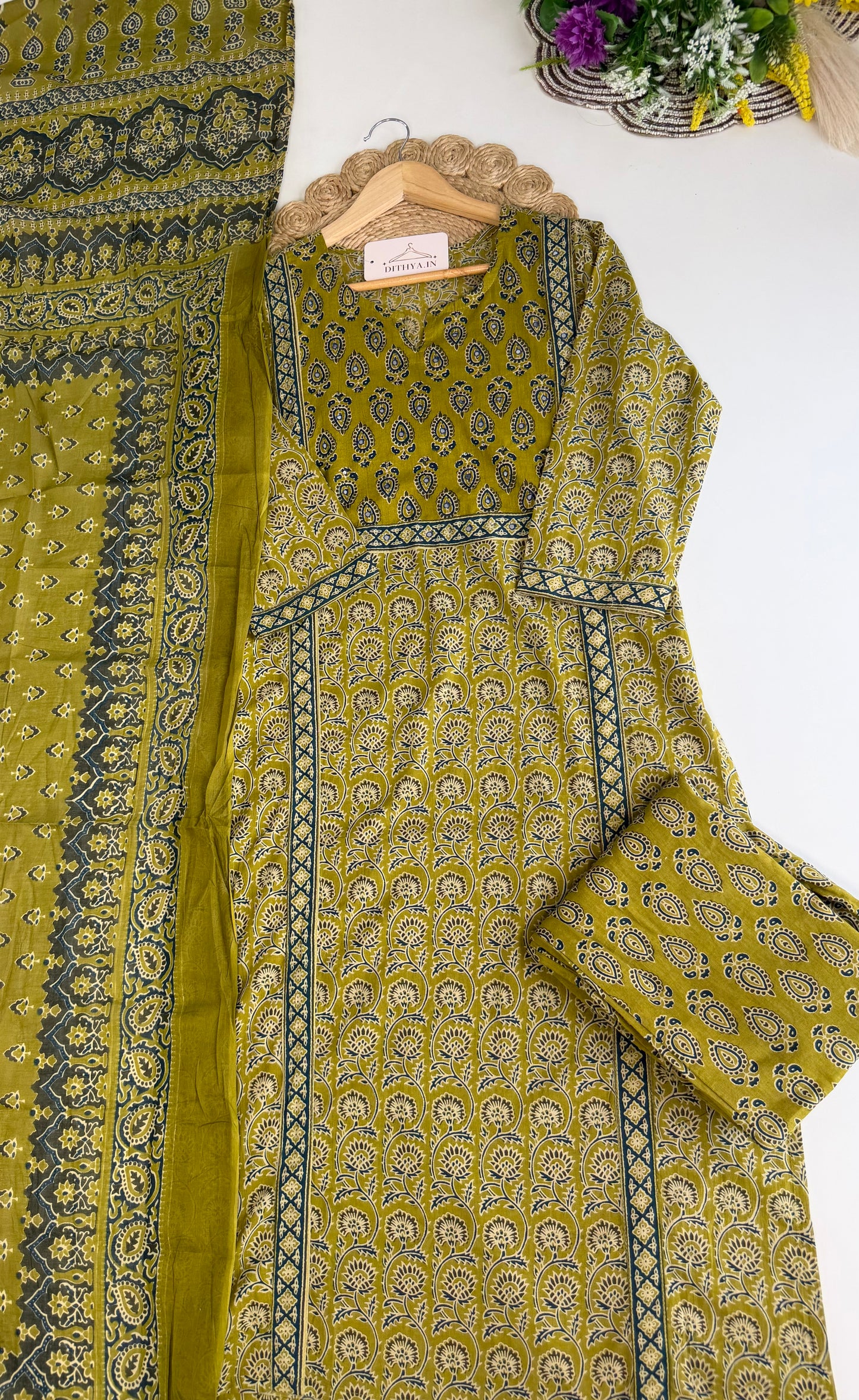 K547 - Mul cotton Straight Kurti with pants and dupatta