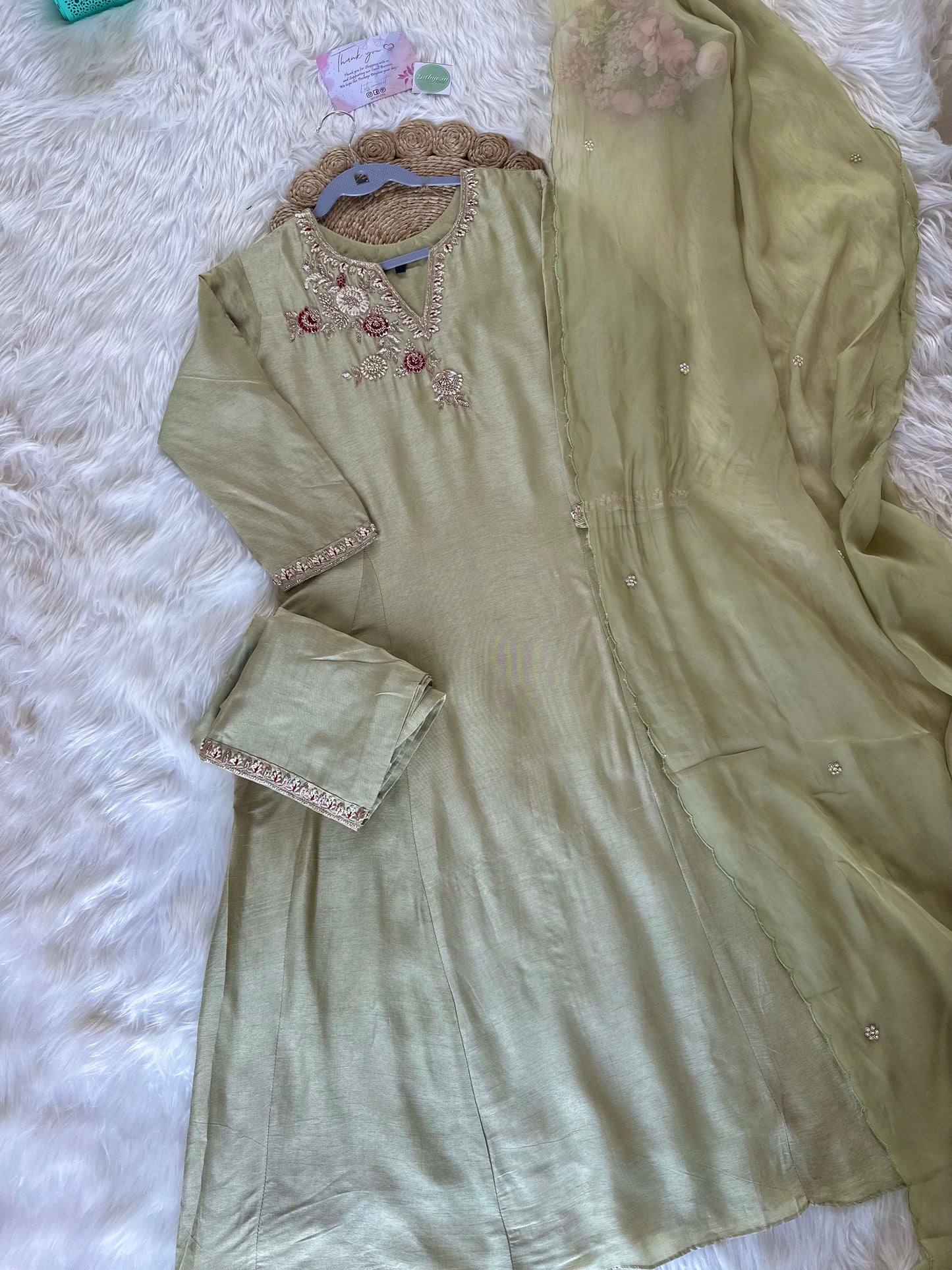 K017 - Russian silk Anarkali with pants and dupatta