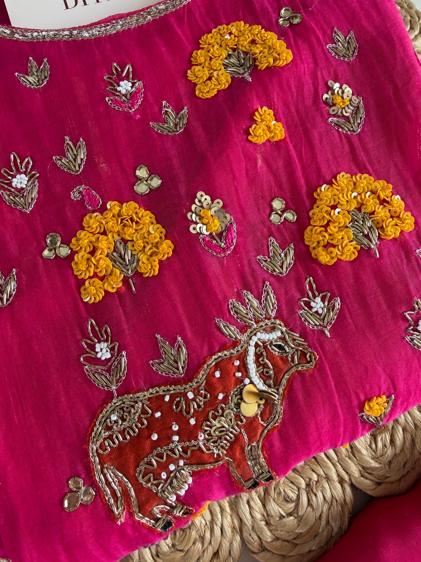 K397 - Mul chanderi handwork Anarkali with pants and dupatta