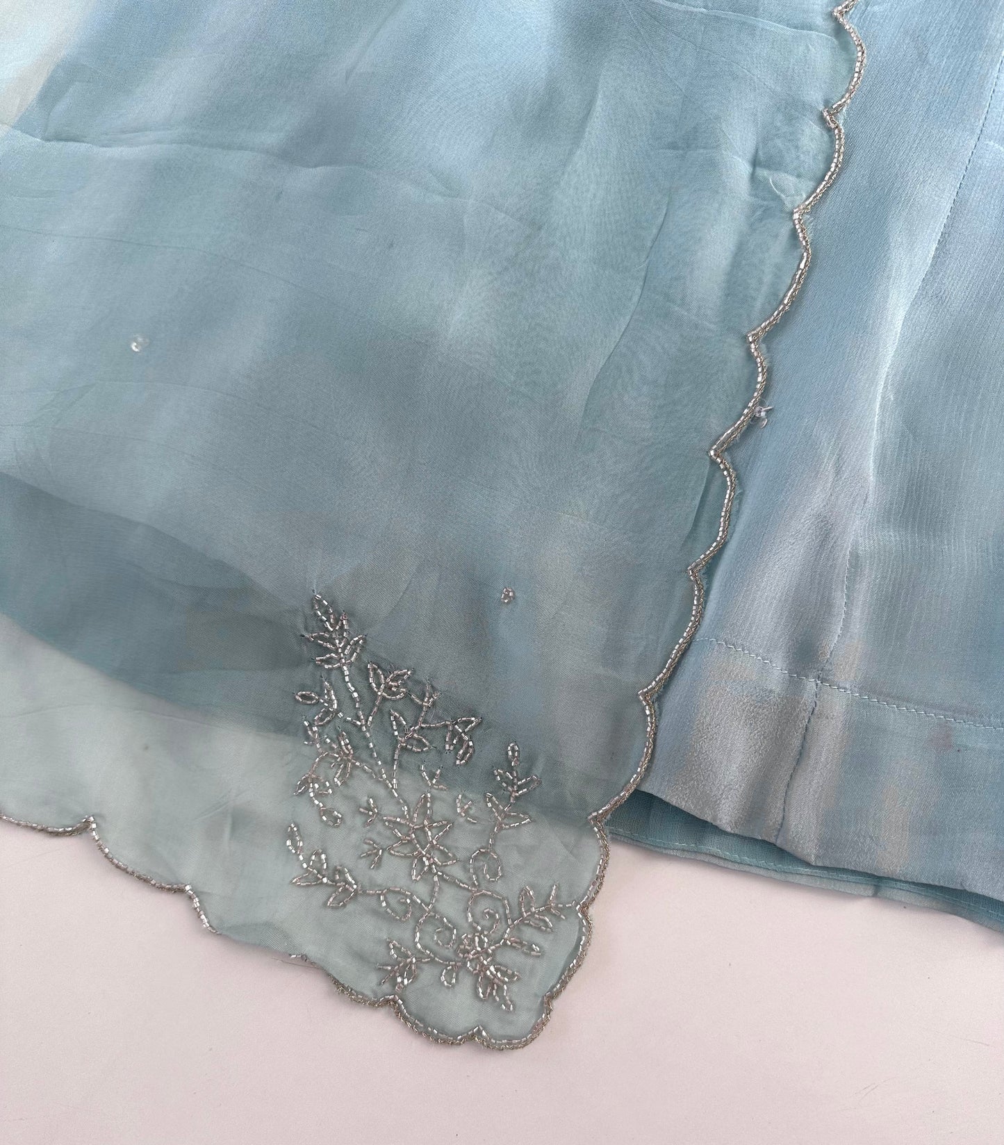 K019 - Chinnon heavy handwork Anarkali with pants and dupatta