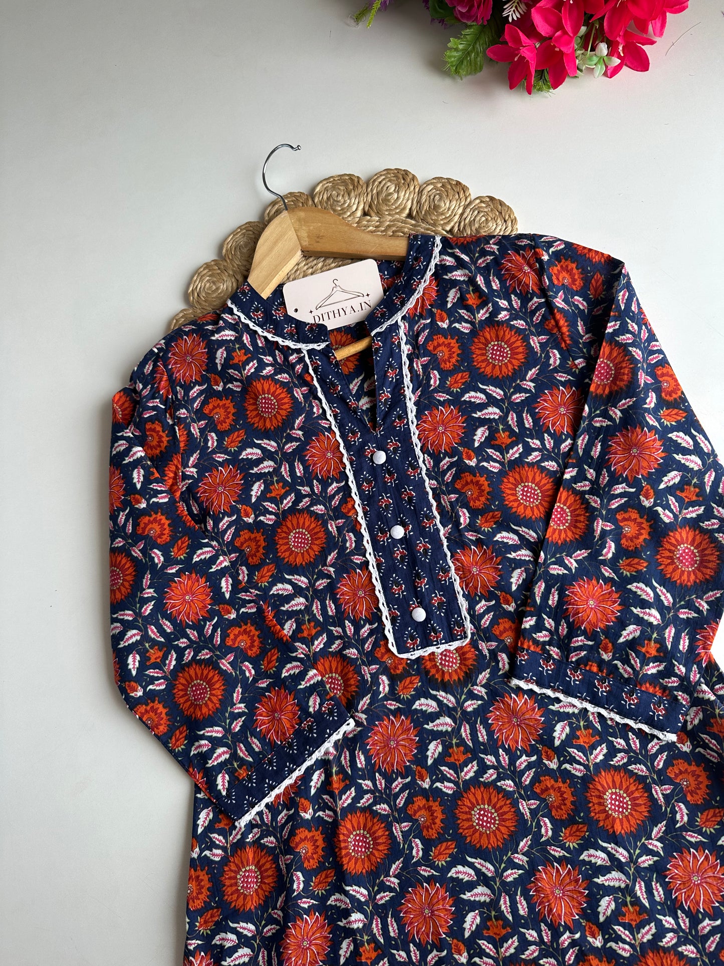 D520-Cotton straight Kurti with pants