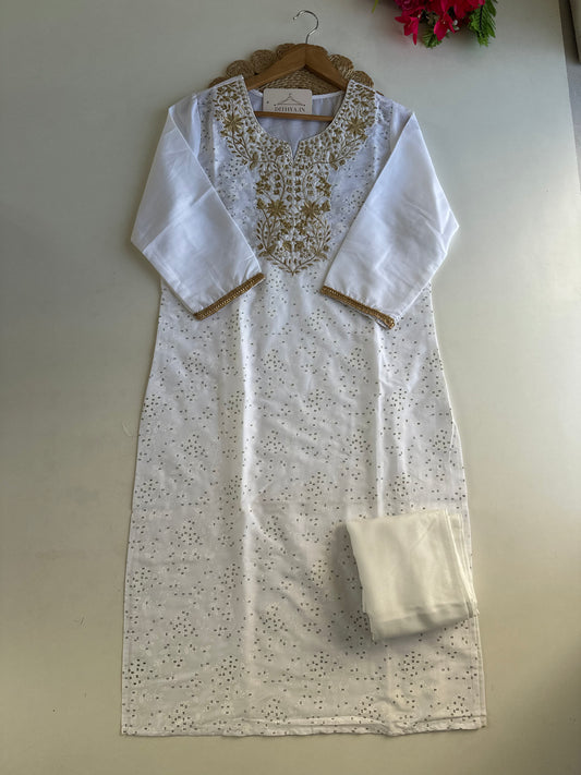 D525-Cotton straight Kurti with pants