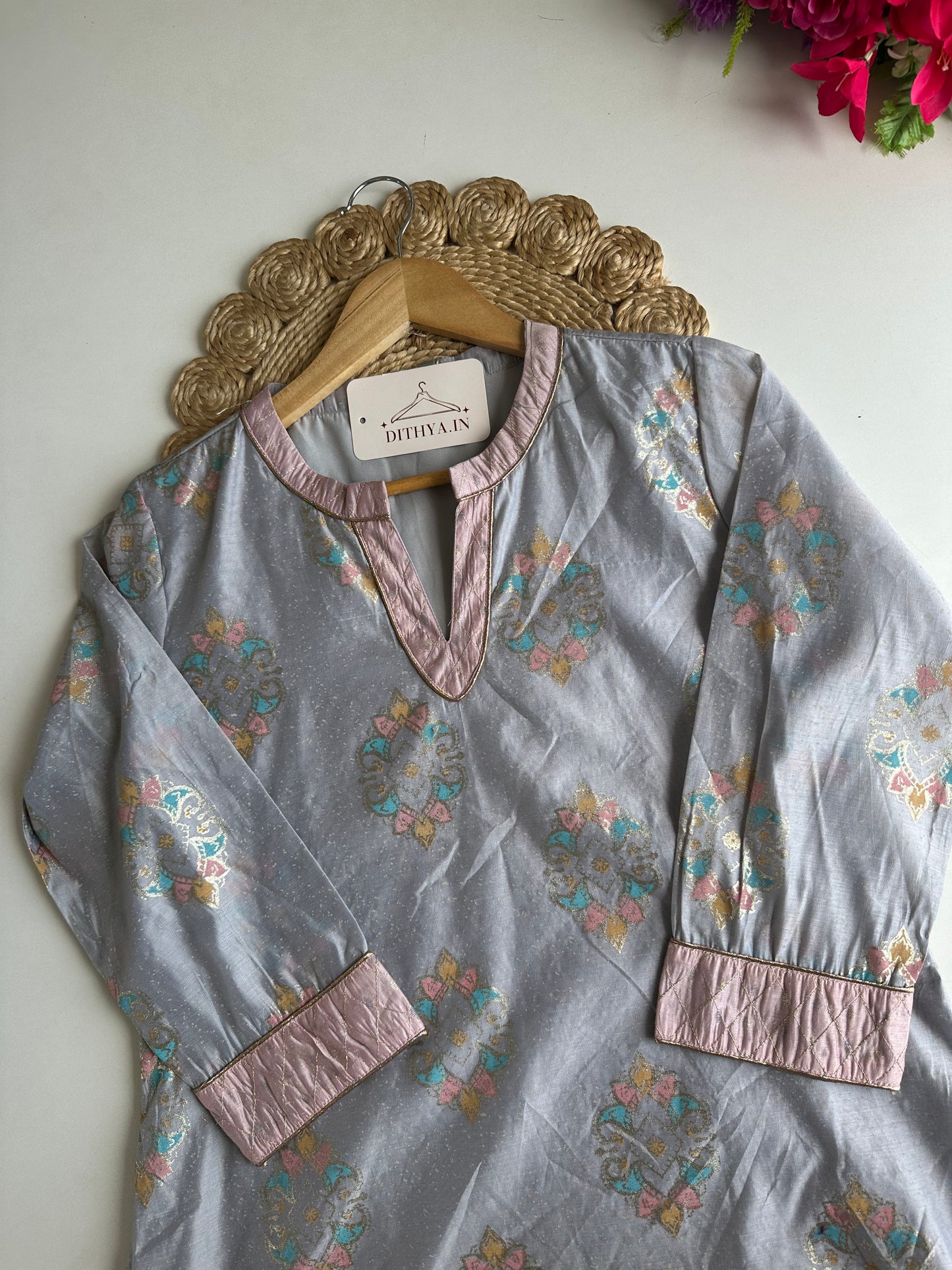 D529-Muslin straight Kurti with pants