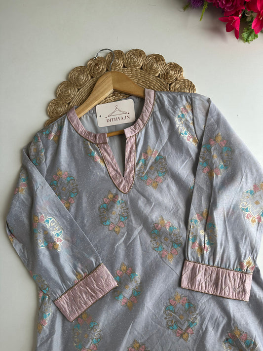 D529-Muslin straight Kurti with pants