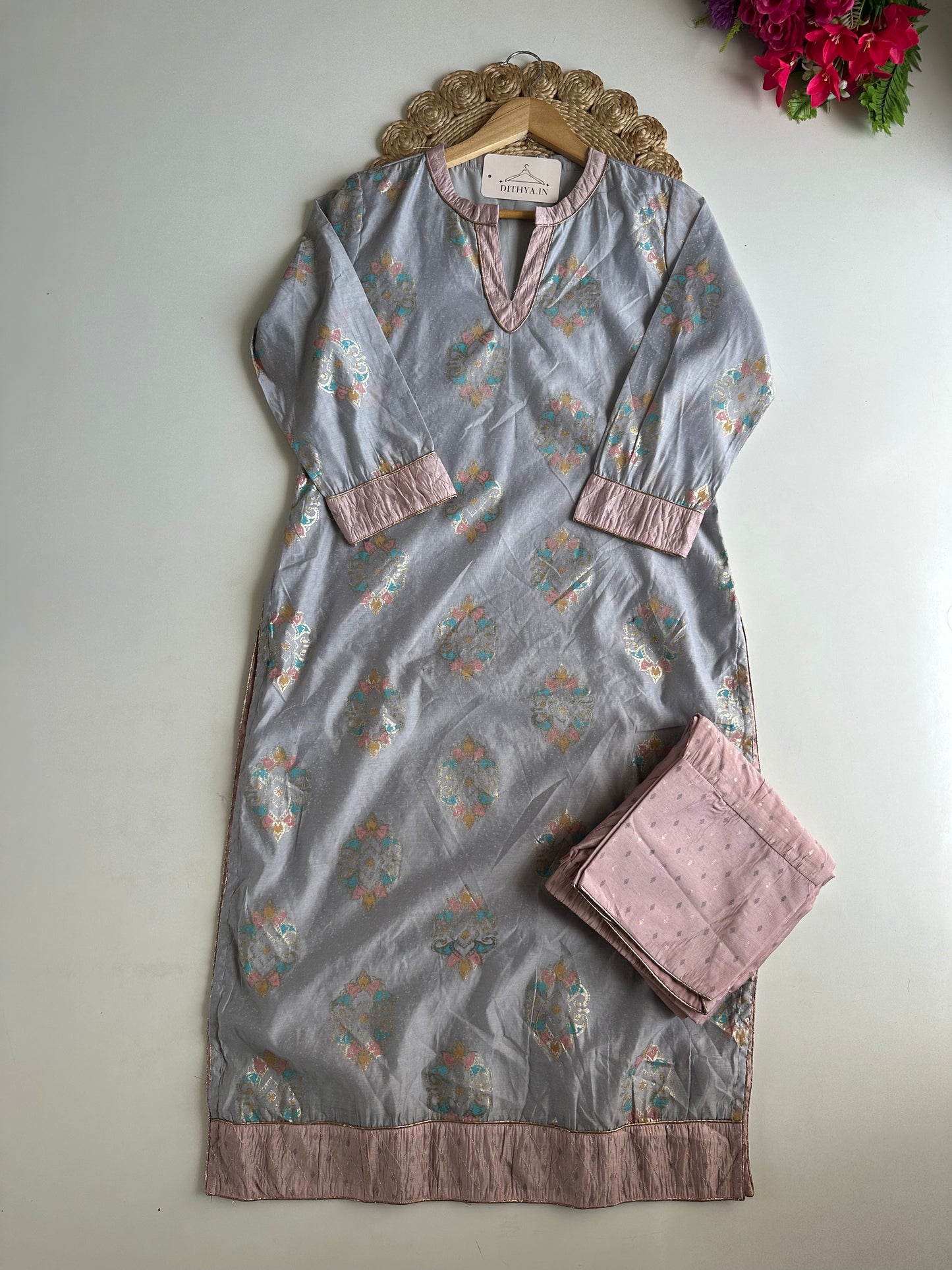 D529-Muslin straight Kurti with pants