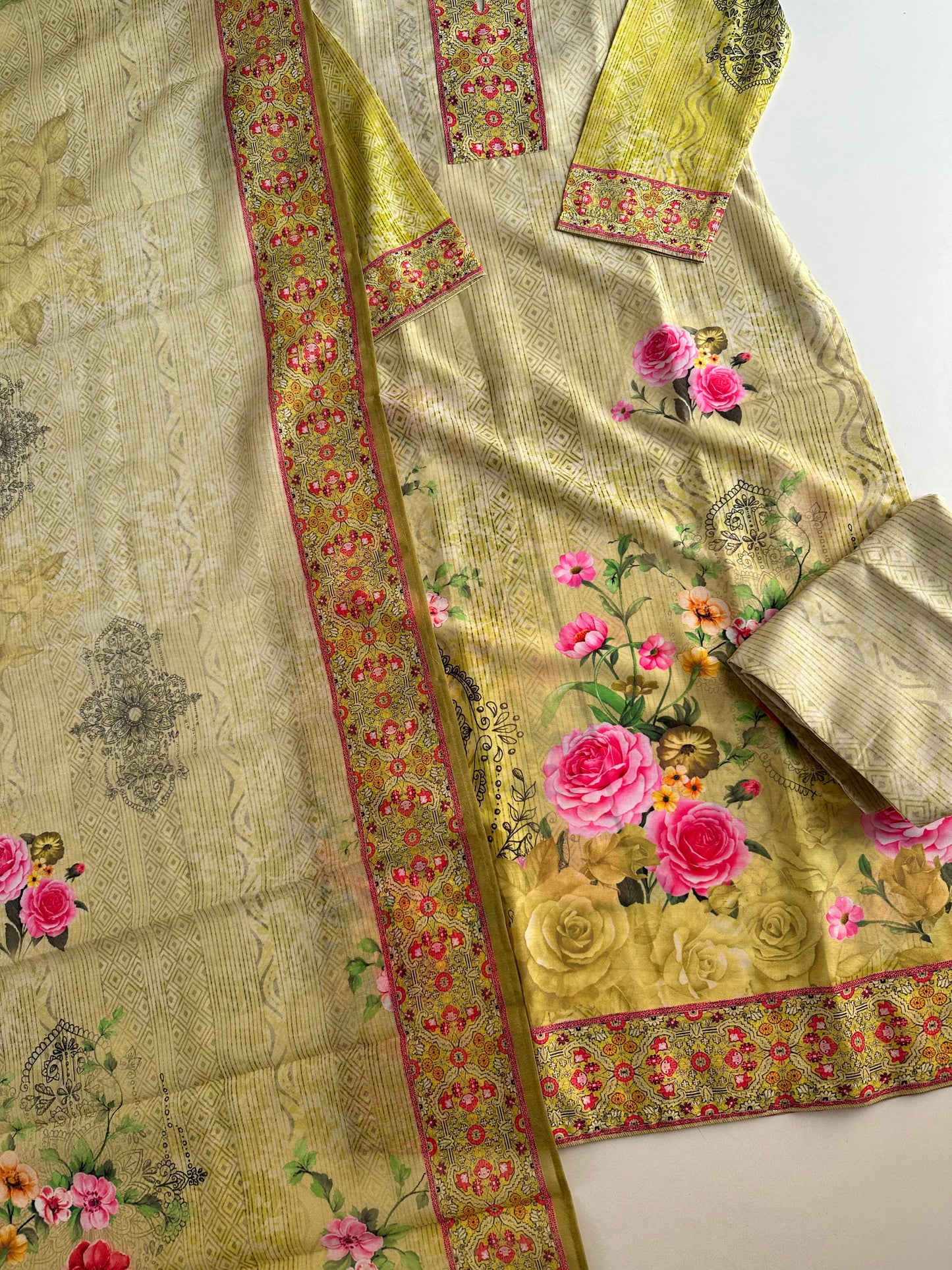 D532-Cotton straight Kurti with pants and dupatta