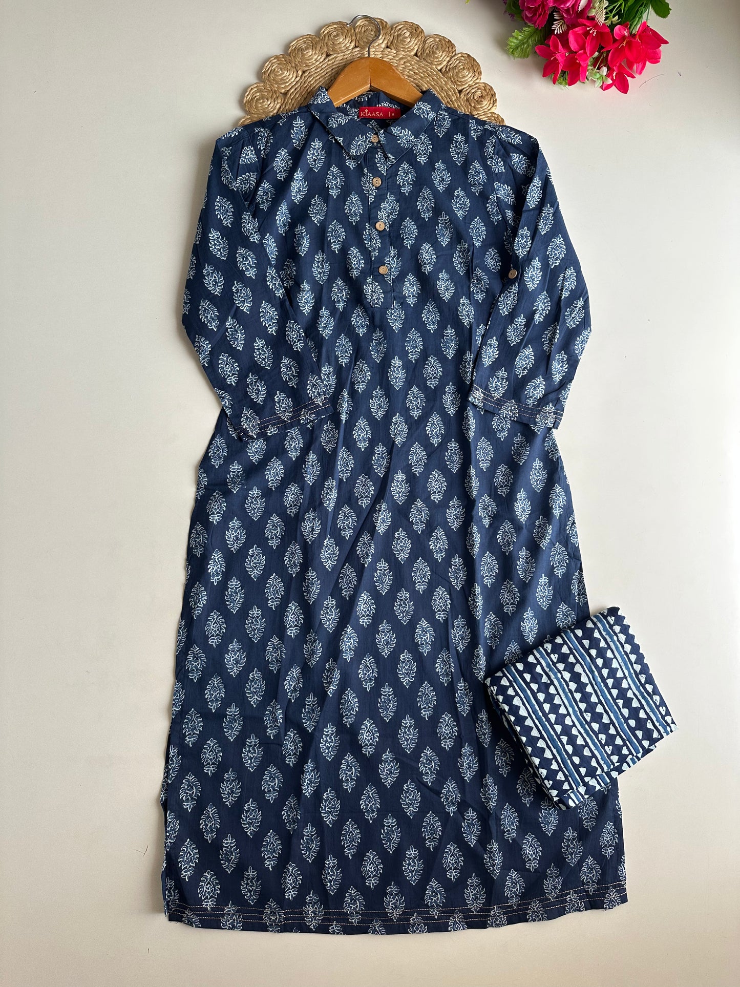 D555-Cotton straight Kurti with pants