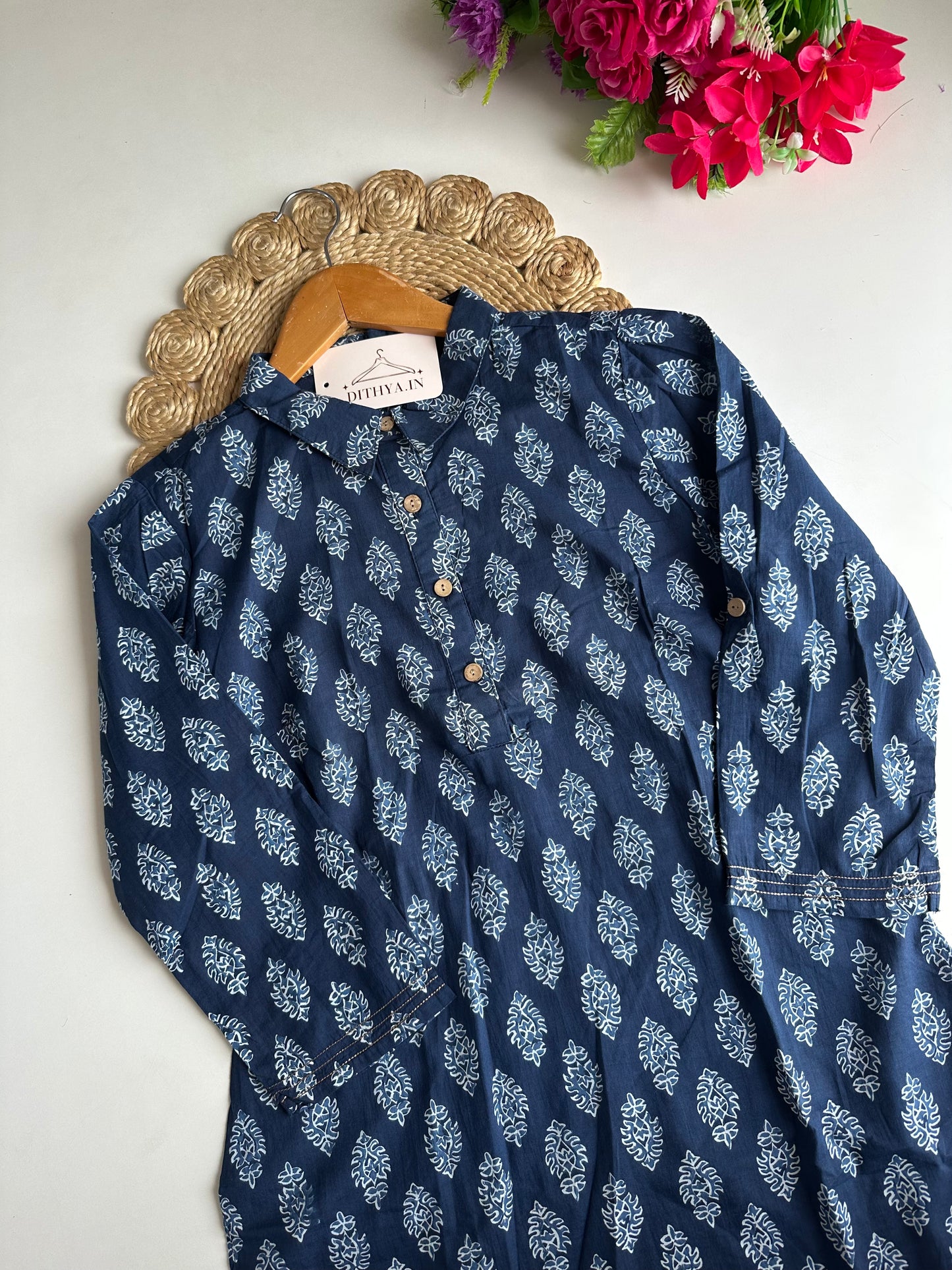 D555-Cotton straight Kurti with pants