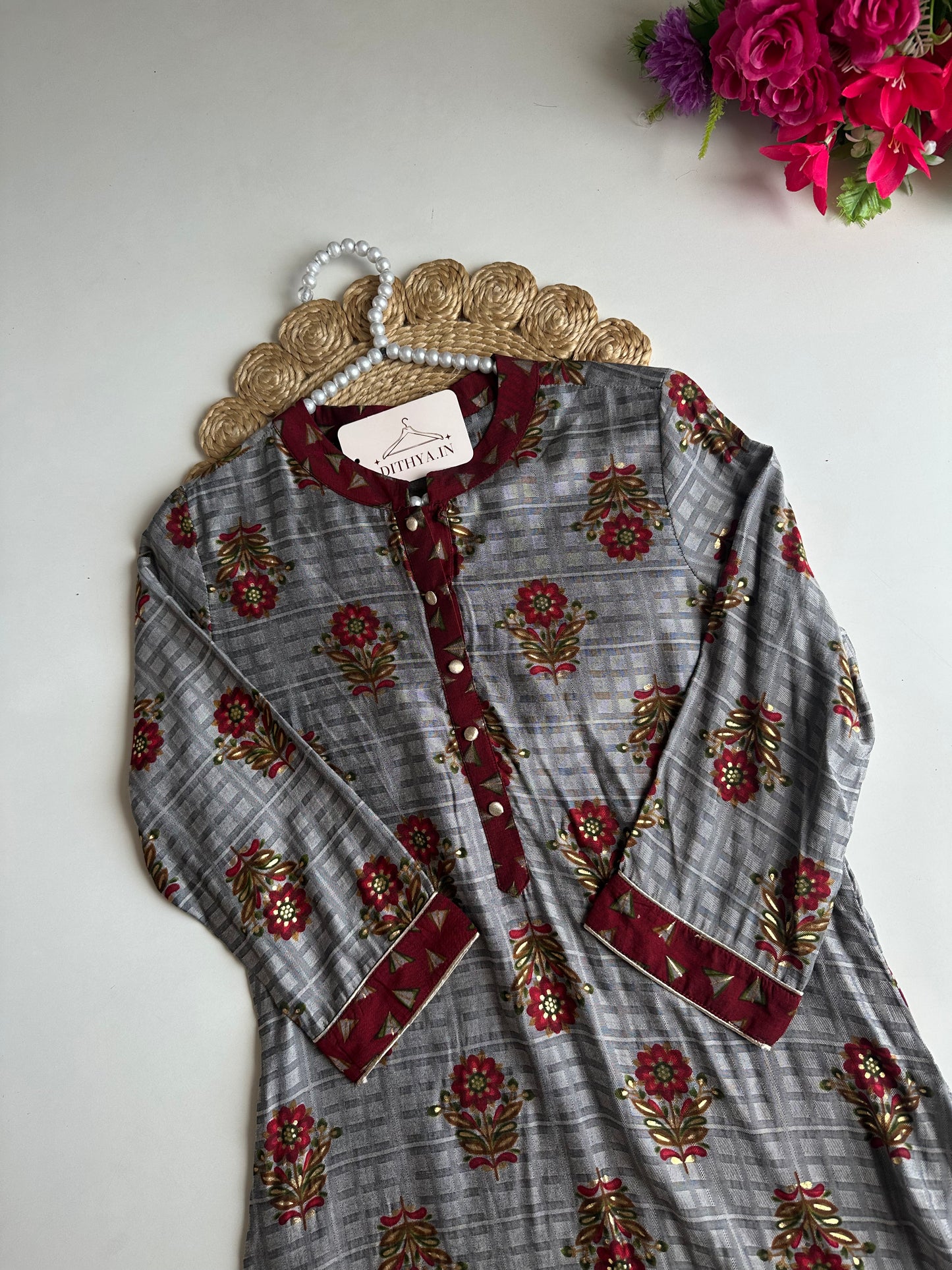 D536-Muslin straight Kurti with pants